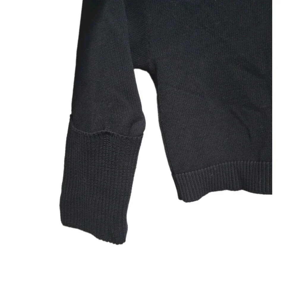 Minimalist 100% Cotton Split Turtleneck Black Knit Sweater 525 Women’s Size L